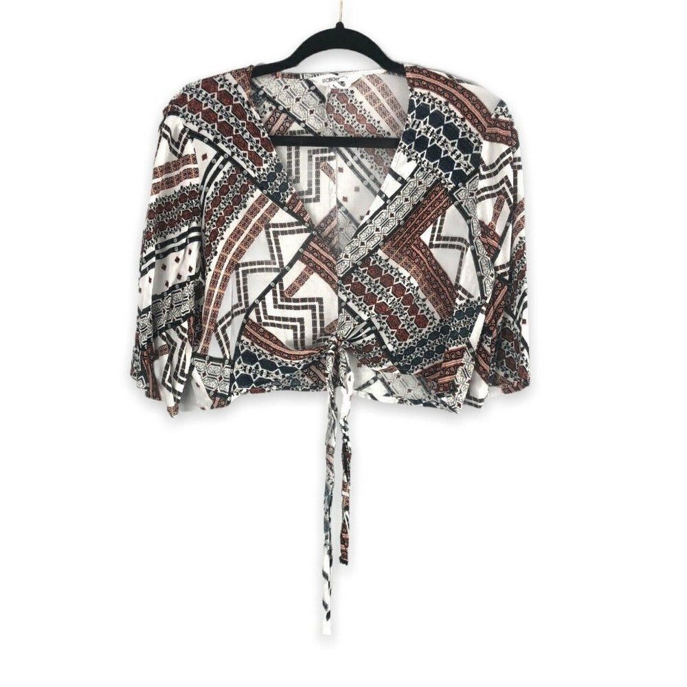 BCBGeneration Women’s Size Medium Crop Top Tie Front Trival Aztec Print